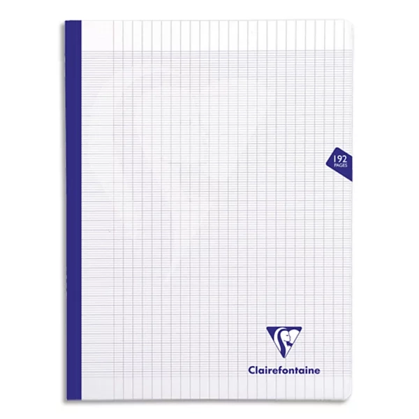 Cahier 24x32 192 pages. Brochure cousue. Couverture polypropylene translucide