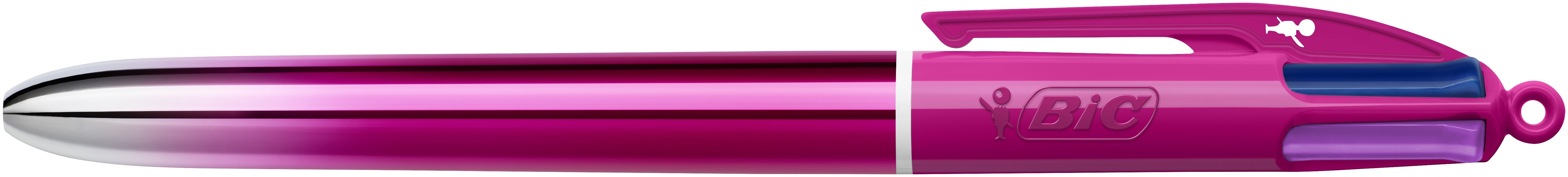 BIC 4 Couleurs Smooth Stylos-Billes Rétractables à Pointe Moyenne (1 mm) avec le corps bleu roi, bleu-vert et Rose dégradé - Couleurs d’Encre Assorties, Pack de 3