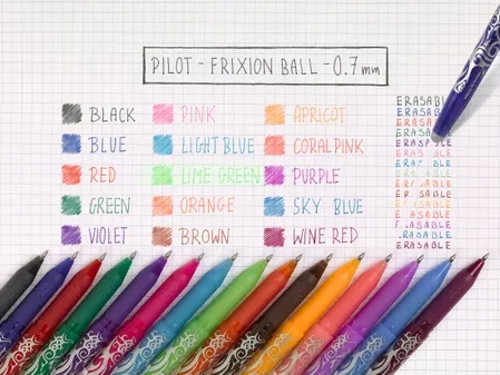 PILOT Set de 3 recharges pour roller FriXion Ball. Pointe moyenne 0,7 mm. Encre gel.