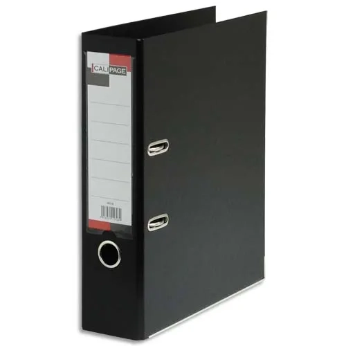 Classeur à levier en polypropylène intérieur/extérieur. Dos 8 cm. Format A4. Coloris Noir