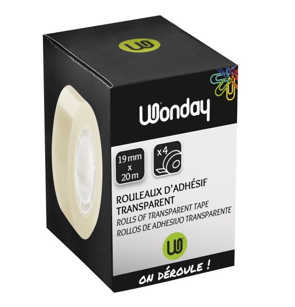 WONDAY Boite de 4 rouleaux adhésif 19x 20