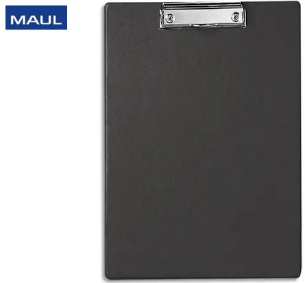 Porte-bloc simple A4 en PVC avec pince métal. Coloris noir